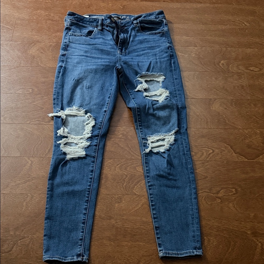 American Eagle Outfitters Ripped Blue Skinny Jeans